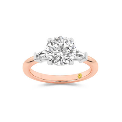 Valentina Tapered Baguette Lab Grown Three Stone Round Diamond Engagement Ring |14K Rose Gold 2 3/4 CT. TW.