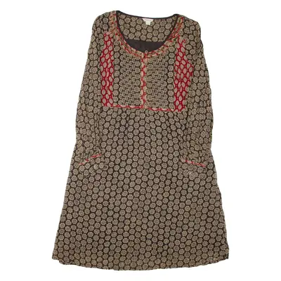 MONSOON Belted Womens Day Dress Brown Viscose Floral Knee Length UK 12
