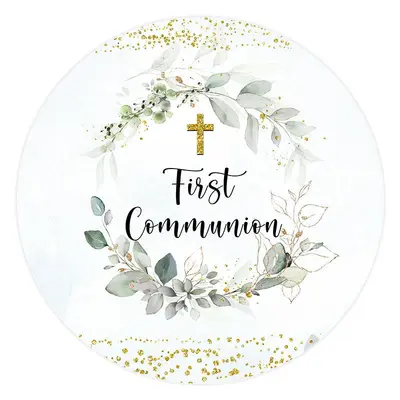Aperturee Light Green Round Glitter First Holy Baby Shower Backdrop | Custom Round Backdrop | Custom Round Backdrop Cover | C...