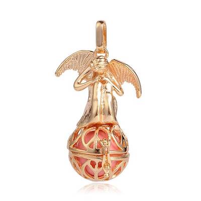 Golden Plated Brass Hollow Round Cage Pendants