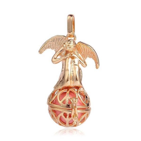 Golden Plated Brass Hollow Round Cage Pendants