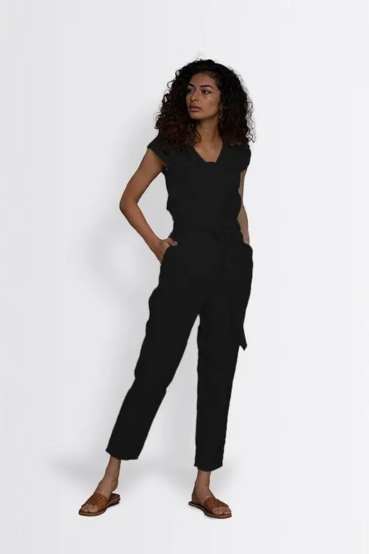 Hemp Noir Jumpsuit | Color: Black | Size: XS