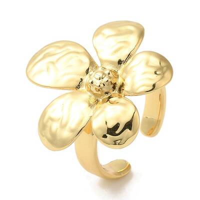 Flower Rack Plating Brass Cuff Rings for Women