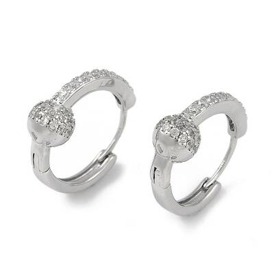 Clear Cubic Zirconia Heart Hoop Earrings