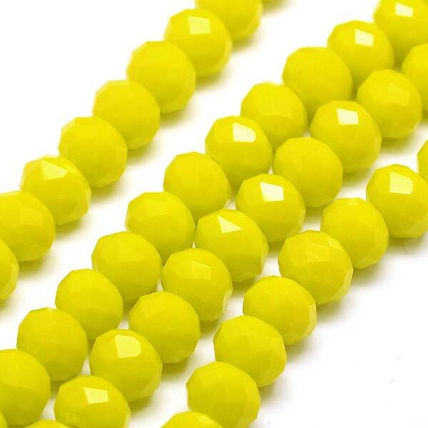Opaque Solid Color Crystal Glass Rondelle Beads Strands