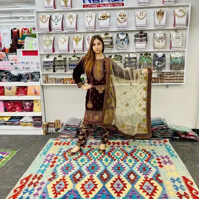 Women's Casual Velvet Punjabi Dress - Womenswear