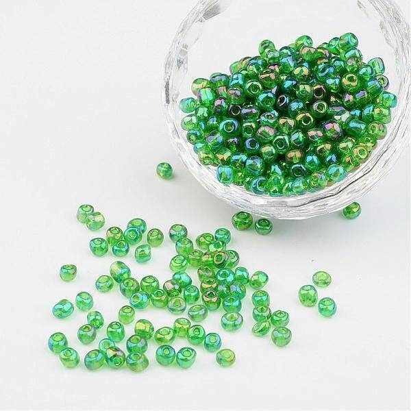 6/0 Transparent Rainbow Colours Round Glass Seed Beads