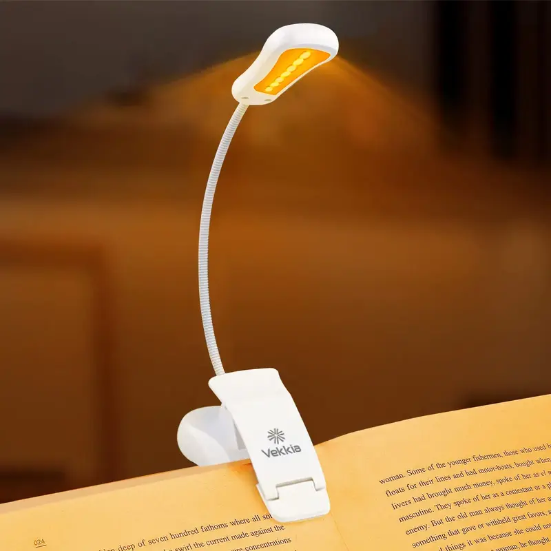 Vekkia Amber Rechargeable 7 - Led Eye - Care Book Light with Blue - Light Blocking, 3 Levels, 1600K for Eye - Friendly Use. O...