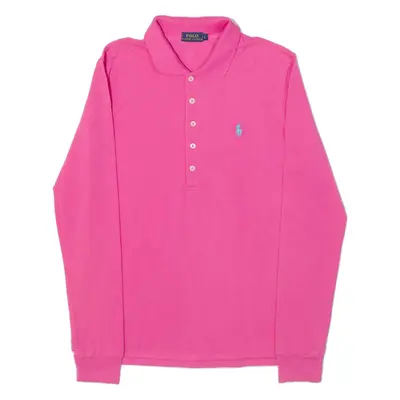 POLO RALPH LAUREN Womens Polo Shirt Pink Long Sleeve L
