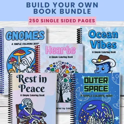 Build Your Own Coloring 5 Book Bundle, Simple Coloring, Cozy Books, Activity Books, Adult Kids Teen Coloring Book Gift