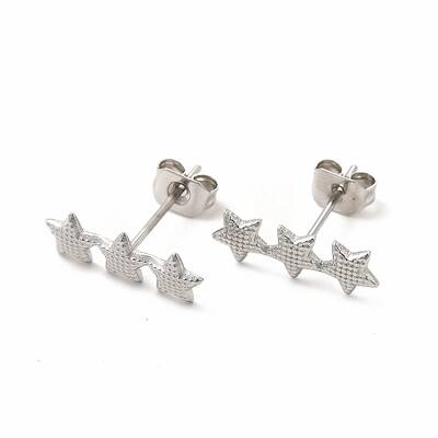Non-Tarnish 304 Stainless Steel Star Stud Earrings for Women