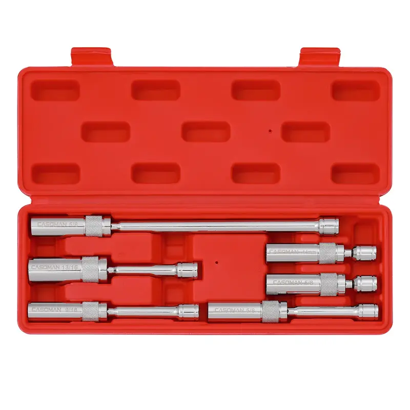 6PCS 3/8-Inch Drive Magnetic Swivel Spark Plug Socket Set, Thin Wall, Include 9/16-Inch, 5/8-Inch, 13/16-Inch, 14mm Socket, L...