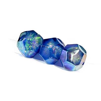 30Pcs Gradient Color & UV Plating Rainbow Iridescent Opaque Resin Beads