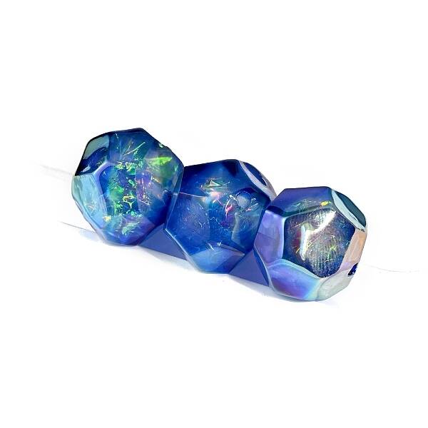 30Pcs Gradient Color & UV Plating Rainbow Iridescent Opaque Resin Beads