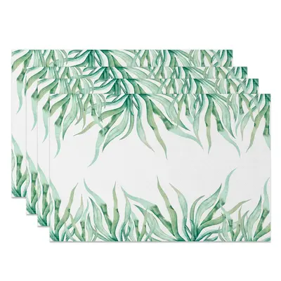 Aperturee Natural Green Waterweed Spring Set Of 4 Placemats, 14x12 Inch, 15.8 USD, NYJY00362-S, placemats