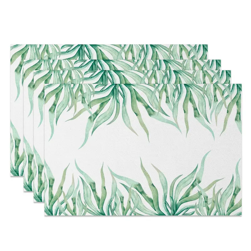 Aperturee Natural Green Waterweed Spring Set Of 4 Placemats, 14x12 Inch, 15.8 USD, NYJY00362-S, placemats