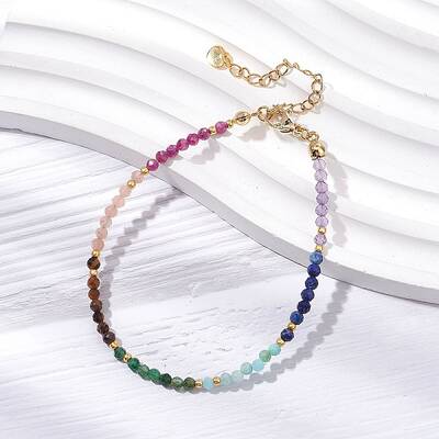 Chakra Theme Natural Mixed Gemstone Beaded Bracelets for Women
