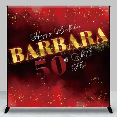Red Black Gold Abstract 50th Birthday Party Backdrop - Aperturee