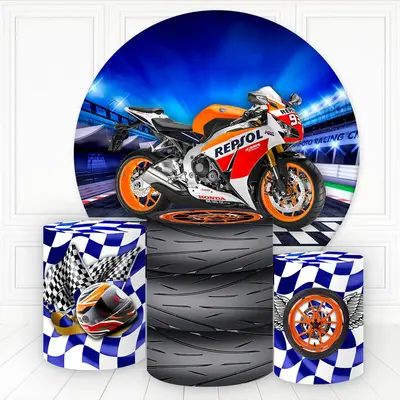 Aperturee Cool Hot Wheels Motorcycle Round Backdrop Kit For Boy | Custom Round Backdrop | Round Backdrop Cover Diy | Circle B...