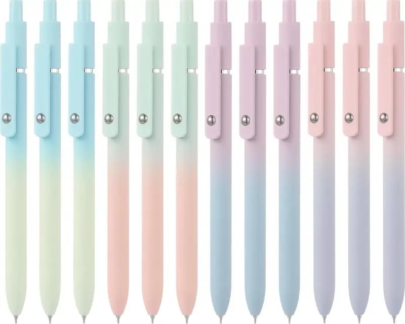 12 Pack Cute Gel Pens with Medium Point 0.7mm for Journaling, School Supplies - Black Ink