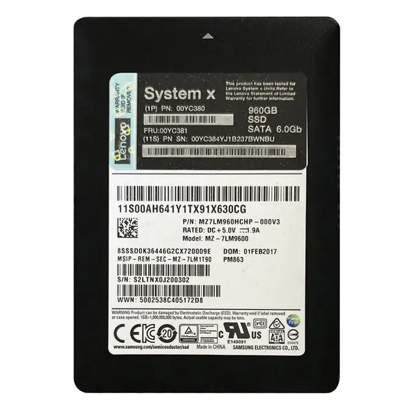 00YC381 IBM 960GB Multi-Level Cell SATA 6Gb/s Hot Swappable 2.5-Inch Solid State Drive