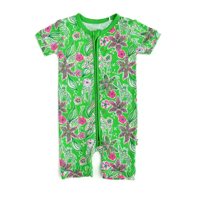 Safari Shorty Zip Bamboo Baby Summer Outfit One Piece Two Way Zipper