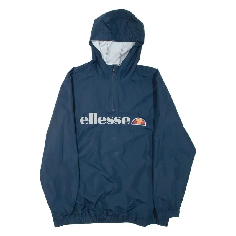 ELLESSE Mens Anorak Jacket Blue Hooded XL