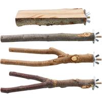 4 Pack Natural Wood Bird Perch Parrot Stand Branches Fork Toys,Pet Bird Cage Wooden Hanging Perch Platform Hammock Swing Toy ...