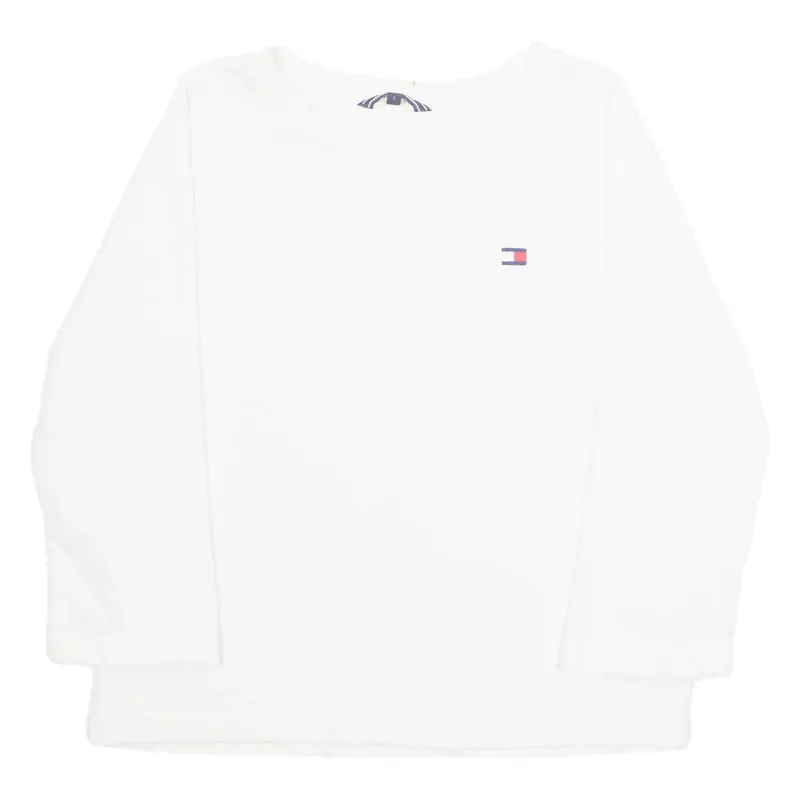 TOMMY HILFIGER Womens T-Shirt White 3/4 Sleeve S
