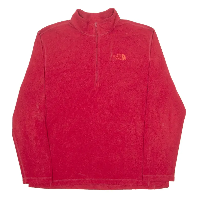 THE NORTH FACE Mens Fleece Red 1/4 Zip Tight Knit XL