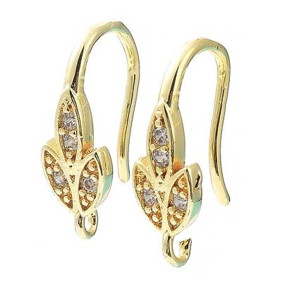 Brass Micro Pave Clear Cubic Zirconia Earring Hooks
