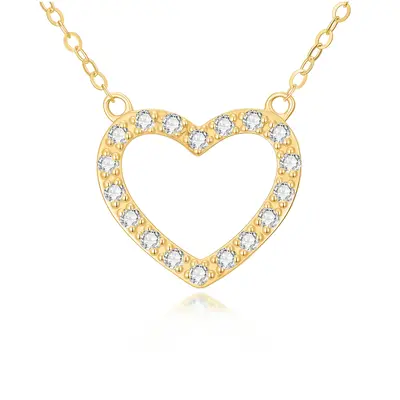 14K Gold 1/10 Carat Lab Diamonds Heart Pendant Necklace
