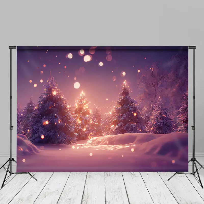 Winter Shining Spark Bokeh Trees Christmas Backdrop - Aperturee