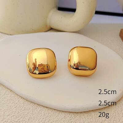 Square Alloy Stud Earrings