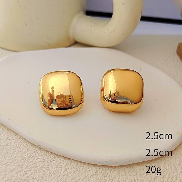 Square Alloy Stud Earrings