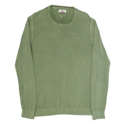 TOMMY HILFIGER Mens Jumper Green Tight Knit M