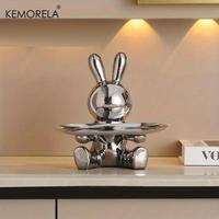 Rabbit Design Key Storage Ornament, 1 Count Ceramic Material Small Item Storage, Home Decor Figurine for Living Room & Wine ...