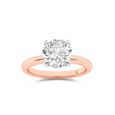 Fez Lab Grown Hidden Halo Round Diamond Engagement RIng | 10K Rose Gold 2 5/8 ct. tw.