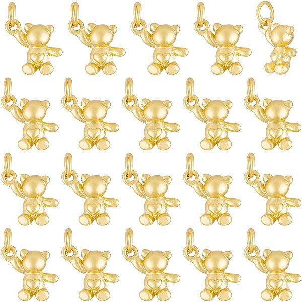 CHGCRAFT 20Pcs Golden Bear Charms Bear Pendent Alloy Charms with Jump Rings for DIY Jewelry Making Finding Kit
