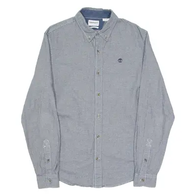 TIMBERLAND Slim Fit Mens Shirt Blue Houndstooth Long Sleeve M