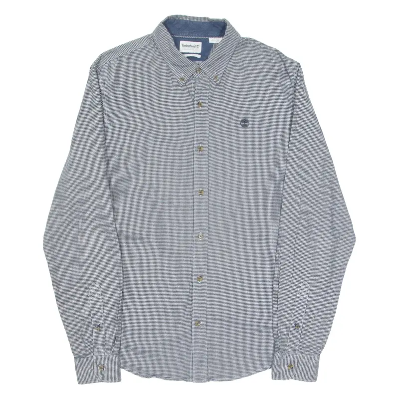 TIMBERLAND Slim Fit Mens Shirt Blue Houndstooth Long Sleeve M