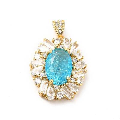 Brass Micro Pave Clear Cubic Zirconia Pendants
