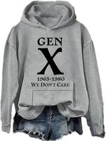 Gen X 1965-1980 We Don't Care Hoodie Gen X We Don't Care Hoodie Graphic Casual Street Style Long Sleeve Pullover Fleece Hoodi...