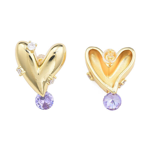 Cubic Zirconia Heart Stud Earrings