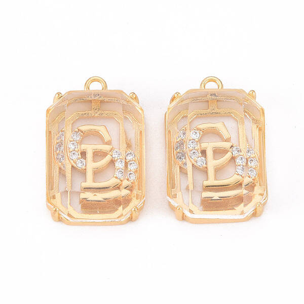 Brass Micro Pave Clear Cubic Zirconia Pendants