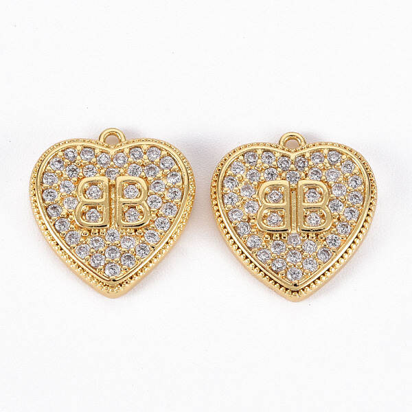 Brass Micro Pave Clear Cubic Zirconia Charms