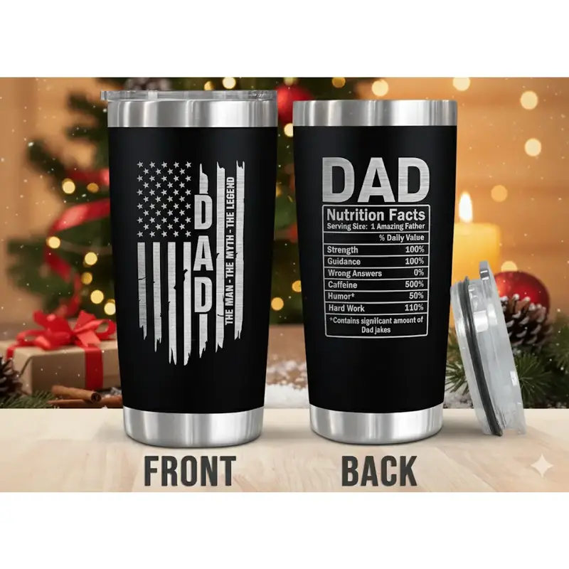 Best Dad Ever 20oz Stainless Steel Insulated Tumbler | Thoughtful Birthday Gift, Xmas Gift, Christmas Gift for Dad, Bonus Dad...