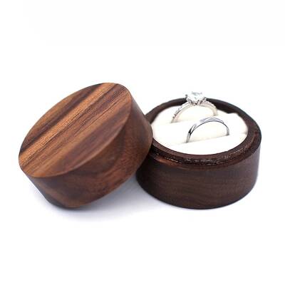 Round Wood Couple Ring Storage Boxes