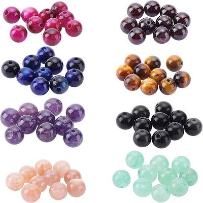 80 Pcs 8 Styles Natural Gemstone Beads