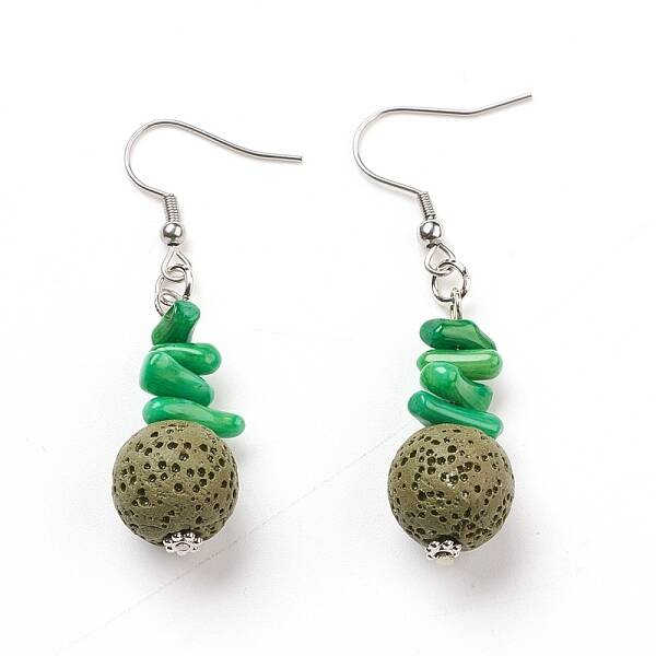 Natural Lava Rock Dangle Earrings